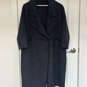Dark Grey 100% Australian Wool Oversized Long Coat